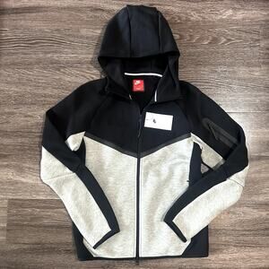 Nike Men's XS Tech Fleece Windrunner Hoodie Jacket Grey Black (HV0949 011)